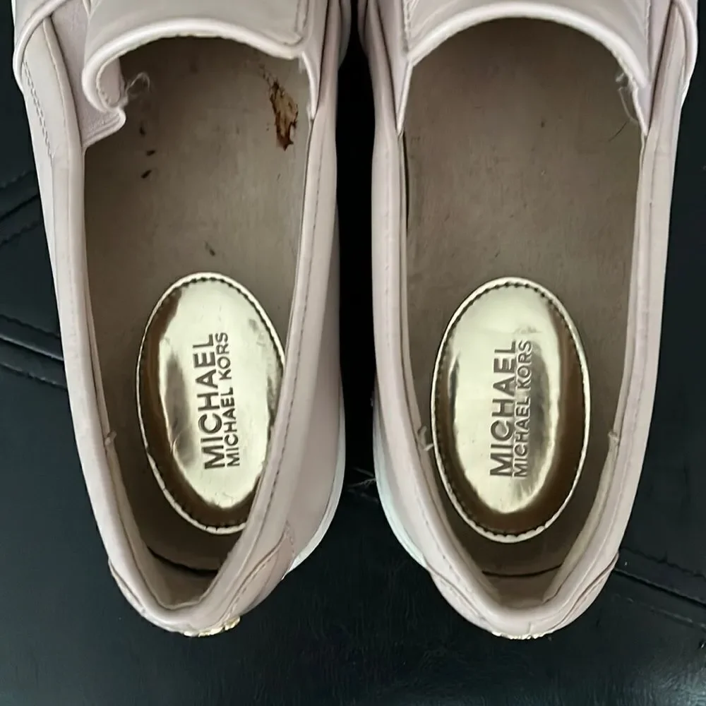 EUC WOMEN’S MICHAEL KORS TRENT SOFT PINK LEATHER SLIP ON SHOES SIZE 10
